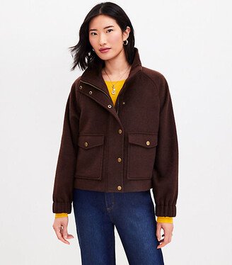 Petite Brushed Funnel Neck Jacket