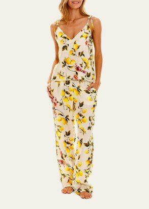 Amelie Lemon-Print Cotton Pajama Set