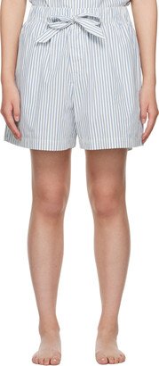 White & Blue Striped Pyjama Shorts-AA