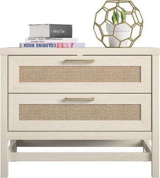 Latta 2 Drawer Nightstand with Faux Rattan Ivory Oak - Room & Joy