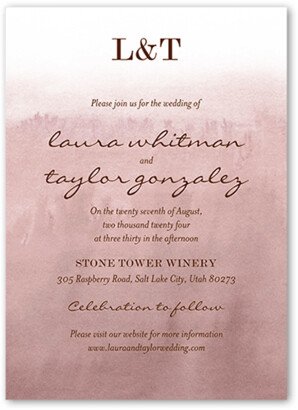 Wedding Invitations: Earthy Colors Wedding Invitation, Pink, 5X7, Pearl Shimmer Cardstock, Square