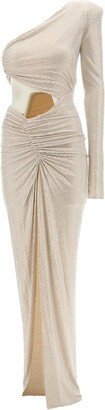 Diamond Crystallised One Shoulder Maxi Dress