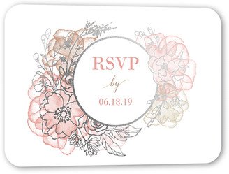 Rsvp Cards: Floral Fringe Wedding Response Card, Pink, Silver Foil, Signature Smooth Cardstock, Rounded