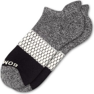 Men's Tri-Block Ankle Socks - Marled Dark Grey And Cream - Large - Cotton