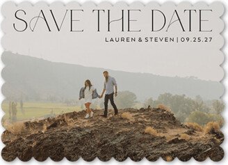 Save The Date Cards: Precise Date Save The Date, White, 5X7, Matte, Signature Smooth Cardstock, Scallop