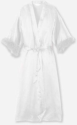 Petite Plume™ women's silk robe with feathers