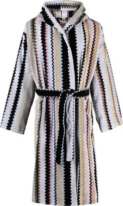 Zigzag-Print Cotton Bathrobe