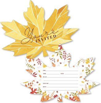 Big Dot Of Happiness Fall Foliage Shaped Fill-In Invitations Cards with Envelopes Set of 12