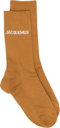 Logo-Jacquard Ribbed Socks-AA