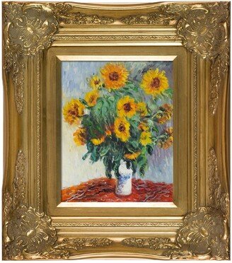 by Overstockart Sunflowers by Claude Monet with Victorian Frame Oil Painting Wall Art, 18 x 16