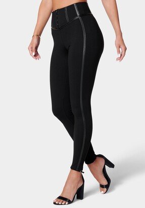 Vegan Leather Trim Pdr Legging