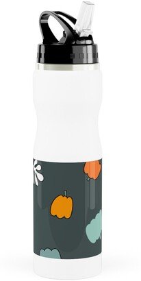 Photo Water Bottles: Autumn Harvest Vegetables - Dark Stainless Steel Water Bottle With Straw, 25Oz, With Straw, Green