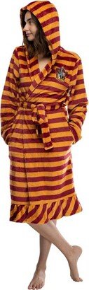 Harry Potter Juniors' Gryffindor Striped Hooded Plush Fleece Robe (LG) Multicoloured