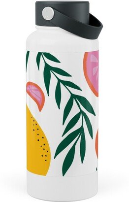 Photo Water Bottles: Citrus Grove - Pink And Yellow Stainless Steel Wide Mouth Water Bottle, 30Oz, Wide Mouth, Pink