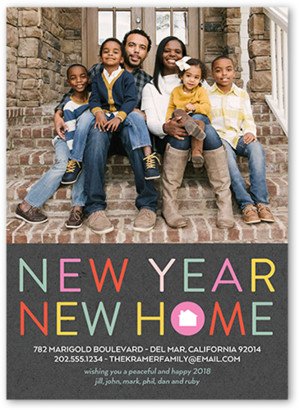 Moving Announcements: New Year New Home Moving Announcement, Grey, Matte, Signature Smooth Cardstock, Square