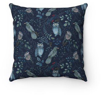 Winter Folk Art Animal Pillow, Birds Owls Pillow Cover, Home Decor, Gift, Scandinavian Art