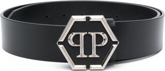 Logo-Plaque Leather Belt-AC