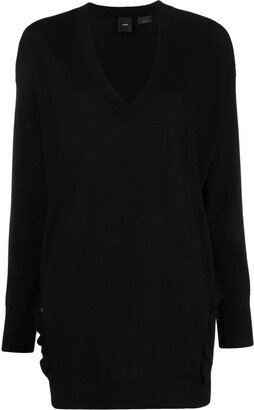 Ruffle-detail V-neck jumper