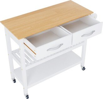 Mobile Kitchen Island with Two Lockable Wheels