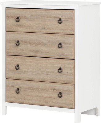 Cotton Candy 4-Drawer Kids' Chest Pure White and Rustic Oak