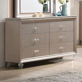 Ving Contemporary Rose Gold 56-inch Wide 6-Drawer Wood Dresser