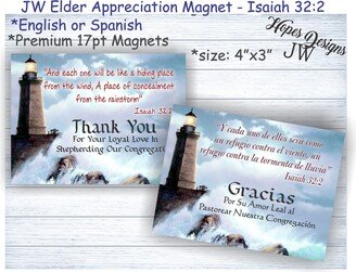 Jw Gifts - Magnets 4x3/Elder Appreciation Isaiah 322/Lighthouse Design/English Spanish/Jw Ministry/Jw.org/Best Life Ever/Thank You Gift