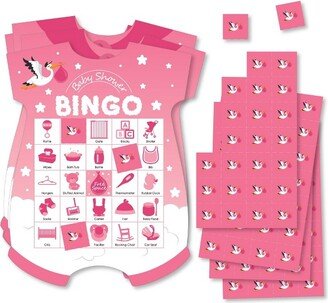 Big Dot of Happiness Girl Special Delivery - Picture Bingo Cards and Markers - It’s A Girl Stork Baby Shower Shaped Bingo Game - Set of 18