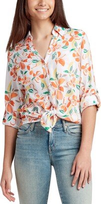 Juniors' Floral-Print Portofino Button-Up Shirt