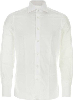 Button-Up Curved Hem Shirt