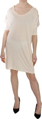 Cream Round Neck Knee Length Women's Dress