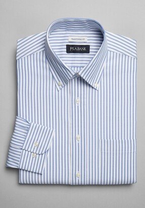 Men's Traditional Fit Button-Down Collar Stripe Dress Shirt