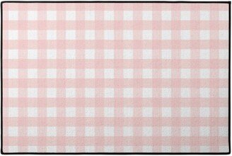 Door Mats: Cross Hatch Plaid Door Mat, Pink