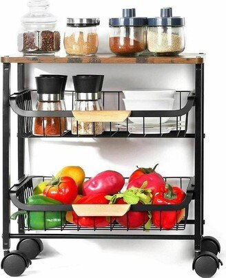 NEX 3 Tier Utility Cart with Metal Wire Storage on Casters Black