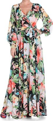 MEGHAN LA LilyPad Floral Wrap Maxi Dress