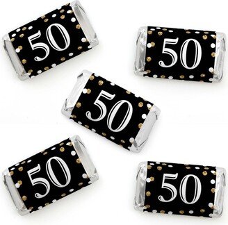 Big Dot Of Happiness Adult 50th Birthday - Gold - Mini Candy Bar Wrapper Stickers Party Favors 40 Ct