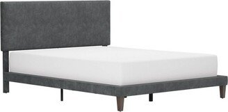 Queen Muellen Upholstered Platform Bed with 2 Dual USB Ports Graphite Gray Vinyl