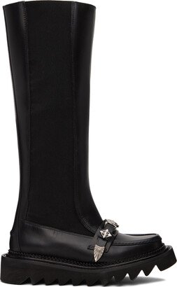 Black Leather Tall Boots-AB