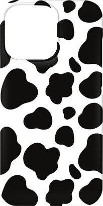 Custom Iphone Cases: Cow Spots Pattern - Black On White Phone Case, Slim Case, Matte, Iphone 13 Mini, Black