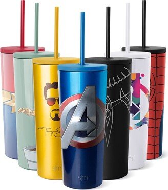 Simple Modern Marvel Insulated Tumbler Cup with Flip Lid and Straw Lid | Gifts for Women Men Reusable Stainless Steel Water Bottle Travel Mug | Classic Collection | 24oz Avengers Shield