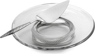 2-Pc. Braid Glass Cake Plate & Server Set - Glass/Silver