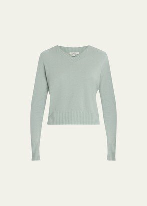 Cropped Wool-Blend V-Neck Pullover Sweater-AA