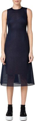 Techno Grid Mesh Midi Dress