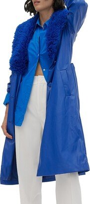 Penny Faux Fur Vegan Leather Wrap Coat