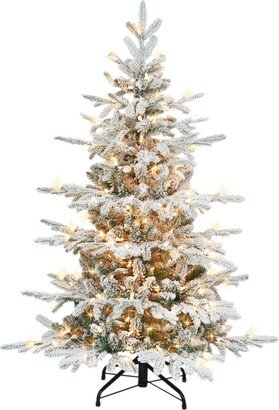 Puleo 4.5' Pre-Lit Flocked Utah Fir Tree with 250 Underwriters Laboratories Clear Incandescent Lights, 699 Tips