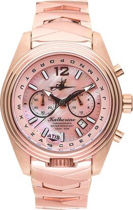 Abingdon Co. Women's Katherine Chronograph Multifunctional Rose Gold-Tone Stainless Steel Bracelet Watch, 40mm