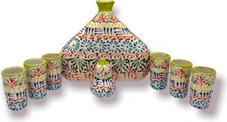 Mexican Handmade Shot Glass & Tequila Set | Talavera Styled Hand Painted-AA