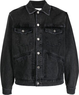 MARANT Jango logo-embroidered faded denim jacket