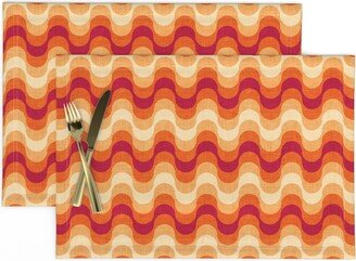 Tiny Retro Stripes Placemats | Set Of 2 - Small Scale Groovy Waves By Selmacardoso 1960S Stripe Psychedelic Cloth Spoonflower