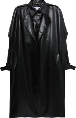 Layered Faux Leather Trench Coat