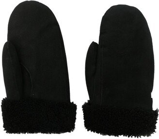 Logo-Plaque Shearling Mittens